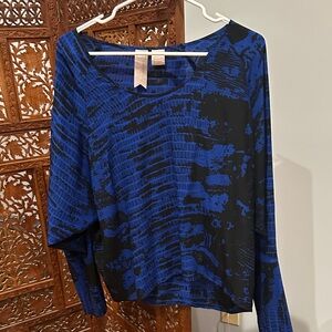 Silk blouse. Blue & Black Women's Blouse 100% Silk